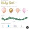 Shower Decorations for Girl with Pink Balloon Arch Garland Kit, Baby Girl Banner Decor, Eucalyptus Boho Greenery Vine, Light Pink, Peach Blush, Gold, Confetti Balloons